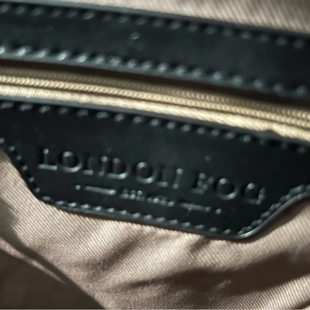 London Fog Floral Logo Tote Bag Brown Black Gold Large Shoulder Handbag